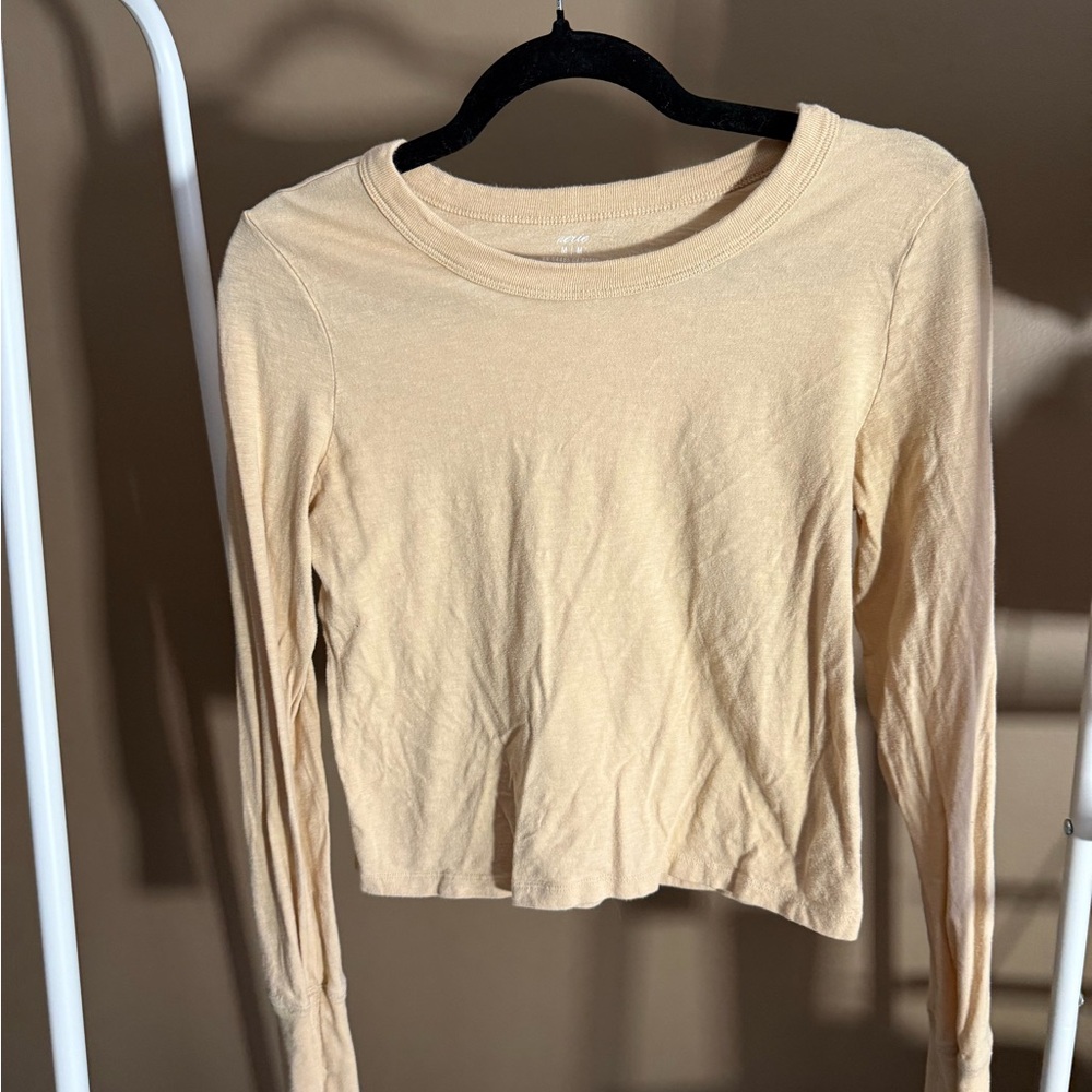 Aerie Cream Long Sleeve Top